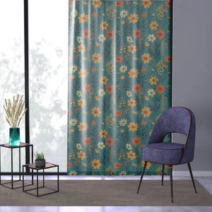 Orange Wildflower Curtains - Vibrant Yellow Floral Design - Dipaliz - Sheer / White / 50’’ × 84’’
