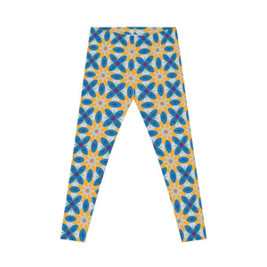 Blue Floral Women’s Spandex Leggings - Activewear - Dipaliz