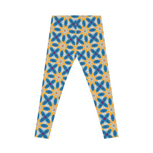 Blue Floral Women’s Spandex Leggings - Activewear - Dipaliz