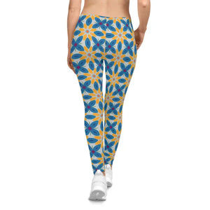 Blue Floral Women’s Spandex Leggings - Activewear - Dipaliz