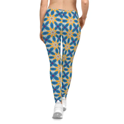 Power Up in Blue Floral Women’s Spandex Leggings - All Over Prints