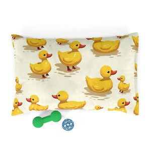 Cozy Yellow Ducks Pet Bed - Dark Brown Zippered Cotton - Dipaliz - Beds