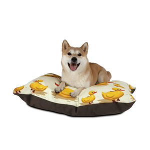 Cozy Yellow Ducks Pet Bed - Dark Brown Zippered Cotton - Dipaliz - Beds