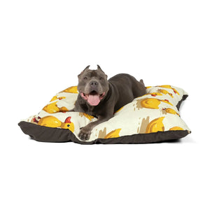 Cozy Yellow Ducks Pet Bed - Dark Brown Zippered Cotton - Dipaliz - Beds