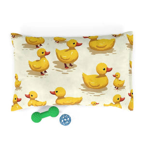 Yellow Ducks Cotton Pet Bed - Cozy Polyester Print - Dipaliz - 28’’ × 18’’ - Beds