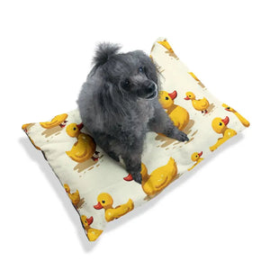 Yellow Ducks Cotton Pet Bed - Cozy Polyester Print - Dipaliz - Beds