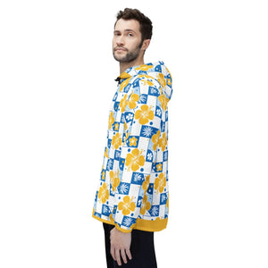 Yellow Floral Checkerboard Windbreaker - Water Resistant - Dipaliz - Windbreakers