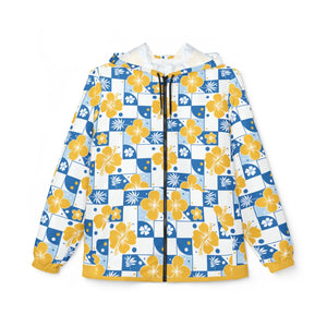 Yellow Floral Checkerboard Windbreaker - Water Resistant - Dipaliz - Windbreakers