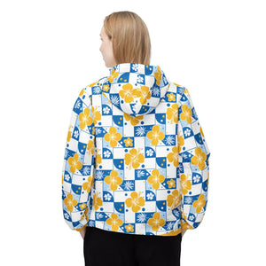 Yellow Floral Checkerboard Windbreaker - Water Resistant - Dipaliz - Windbreakers