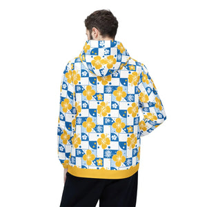 Yellow Floral Checkerboard Windbreaker - Water Resistant - Dipaliz - Windbreakers