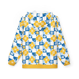 Yellow Floral Checkerboard Windbreaker - Water Resistant - Dipaliz - Windbreakers