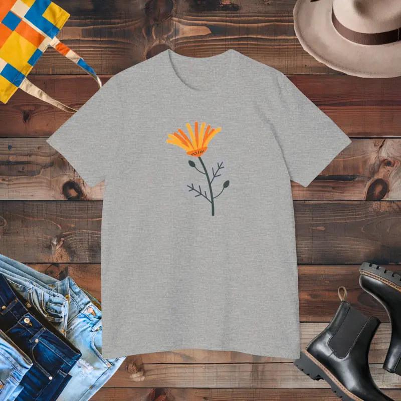 Sunflower Vibes: Unisex Cotton Tee - Feel the Bloom! - Athletic Heather / Xs T-shirt