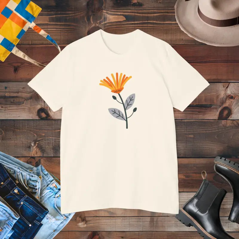 Sunflower Vibes: Unisex Cotton Tee - Feel the Bloom! - Natural / Xs T-shirt