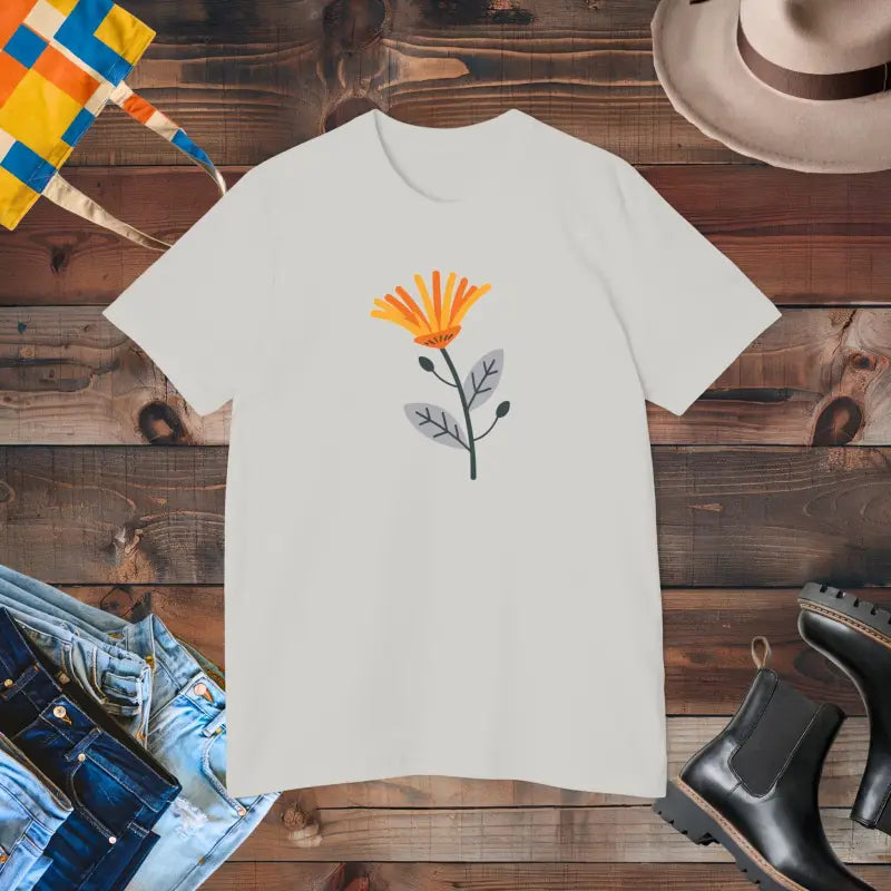 Sunflower Vibes: Unisex Cotton Tee - Feel the Bloom! - Silver / Xs T-shirt