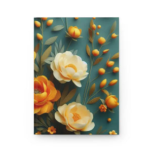 Yellow Flowers Hardcover Journal Matte 5.75x8 Notebook - Dipaliz - Journals