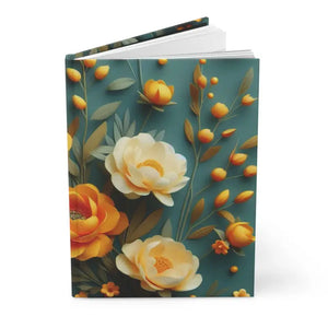 Yellow Flowers Hardcover Journal Matte 5.75x8 Notebook - Dipaliz - Journals