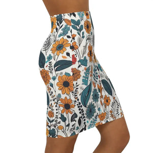 Yellow Flowers Mini Skirt - Stretchy Women’s Fashion - Dipaliz - Skirts