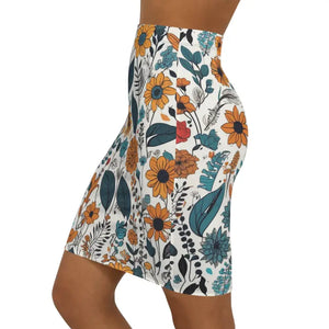 Yellow Flowers Mini Skirt - Stretchy Women’s Fashion - Dipaliz - Skirts