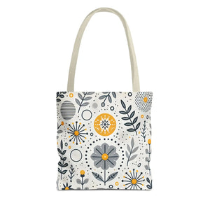 Chic Grey Floral Aop Tote - Durable Polyester - Dipaliz - Shopper Bags