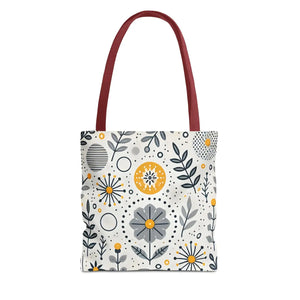 Chic Grey Floral Aop Tote - Durable Polyester - Dipaliz - Shopper Bags