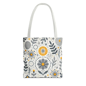 Chic Grey Floral Aop Tote - Durable Polyester - Dipaliz - Shopper Bags