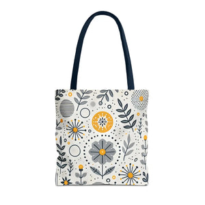 Chic Grey Floral Aop Tote - Durable Polyester - Dipaliz - Shopper Bags