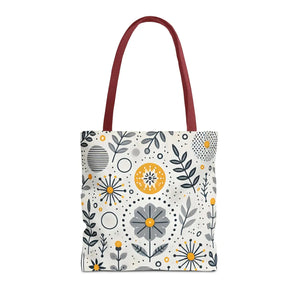 Chic Grey Floral Aop Tote - Durable Polyester - Dipaliz - Shopper Bags