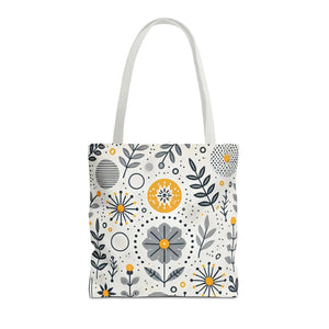 Chic Grey Floral Aop Tote - Durable Polyester - Dipaliz - Shopper Bags