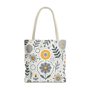 Chic Grey Floral Aop Tote - Durable Polyester - Dipaliz - Shopper Bags