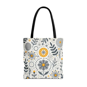 Chic Grey Floral Aop Tote - Durable Polyester - Dipaliz - Shopper Bags
