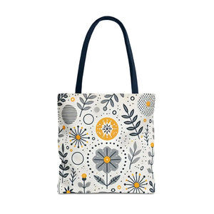 Chic Grey Floral Aop Tote - Durable Polyester - Dipaliz - Shopper Bags