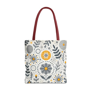 Chic Grey Floral Aop Tote - Durable Polyester - Dipaliz - Shopper Bags