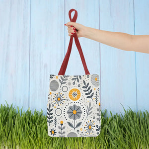 Chic Grey Floral Aop Tote - Durable Polyester - Dipaliz - Shopper Bags