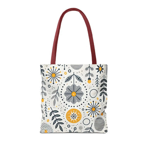 Chic Grey Floral Aop Tote - Durable Polyester - Dipaliz - Shopper Bags