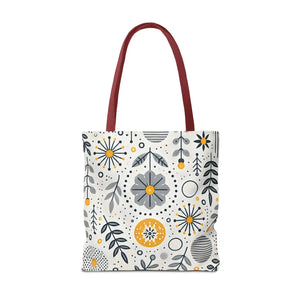 Chic Grey Floral Aop Tote - Durable Polyester - Dipaliz - Shopper Bags