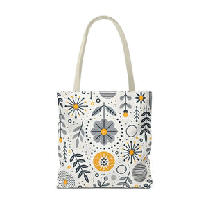 Chic Grey Floral Aop Tote - Durable Polyester - Dipaliz - Shopper Bags