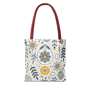 Chic Grey Floral Aop Tote - Durable Polyester - Dipaliz - Shopper Bags