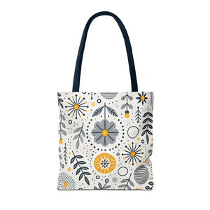 Chic Grey Floral Aop Tote - Durable Polyester - Dipaliz - Shopper Bags