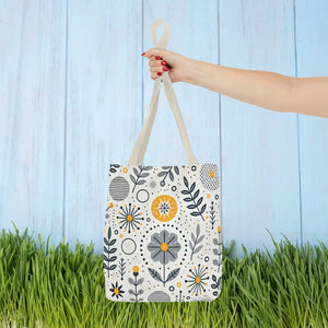 Chic Grey Floral Aop Tote - Durable Polyester - Dipaliz - Shopper Bags