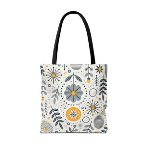 Chic Grey Floral Aop Tote - Durable Polyester - Dipaliz - Shopper Bags