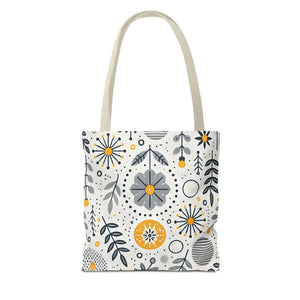 Chic Grey Floral Aop Tote - Durable Polyester - Dipaliz - Shopper Bags