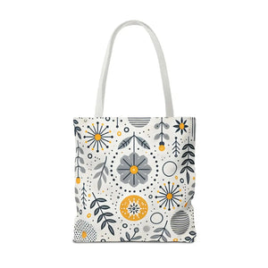 Chic Grey Floral Aop Tote - Durable Polyester - Dipaliz - Shopper Bags