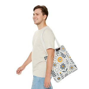 Chic Grey Floral Aop Tote - Durable Polyester - Dipaliz - Shopper Bags