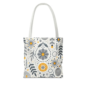 Chic Grey Floral Aop Tote - Durable Polyester - Dipaliz - Shopper Bags