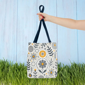 Chic Grey Floral Aop Tote - Durable Polyester - Dipaliz - Shopper Bags