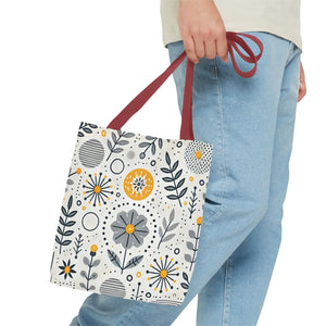 Chic Grey Floral Aop Tote - Durable Polyester - Dipaliz - Shopper Bags