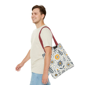 Chic Grey Floral Aop Tote - Durable Polyester - Dipaliz - Shopper Bags