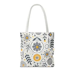 Chic Grey Floral Aop Tote - Durable Polyester - Dipaliz - Shopper Bags