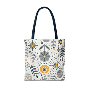 Chic Grey Floral Aop Tote - Durable Polyester - Dipaliz - Shopper Bags