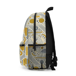 Modern Grey Geometrical Backpack - Sleek City Style - Dipaliz - Backpacks